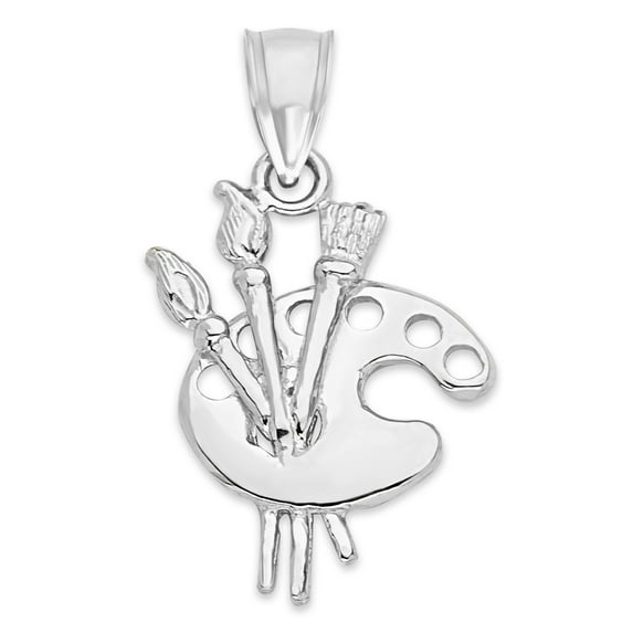 Golden Fire Solid 925 Sterling Silver Painter's Brushes and Palette Pendant for Women