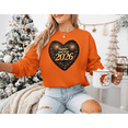 thumbnail image 1 of Golden Fireworks Happy New Year 2026 Heart Holiday Celebration Sweatshirt, up to size 5XL, 1 of 2