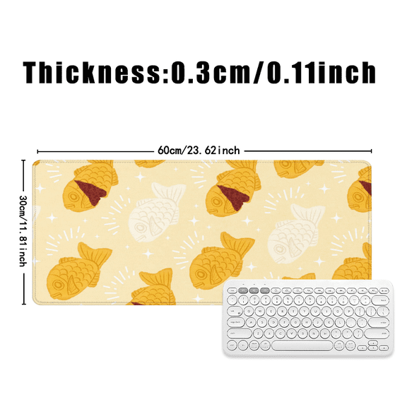 Golden Fish Pattern Mouse Pad 31.5 x 11.82 Inches Rubber Desk Accessory for Office and Home Use
