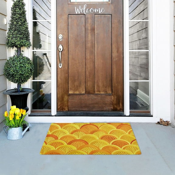 Golden Fish Scales Doormats Welcome Mats Gate Pads Entryway Outdoor 32" x 20"