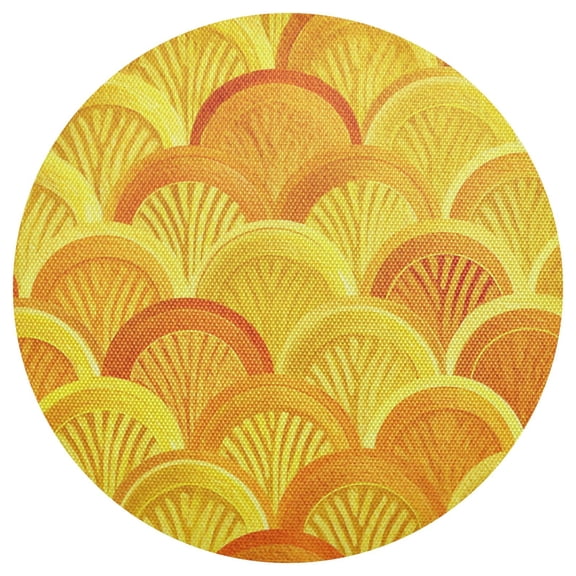 Golden Fish Scales PVC Round Grid Placemat Table Mat 1 Pc 15.4" x 15.4"