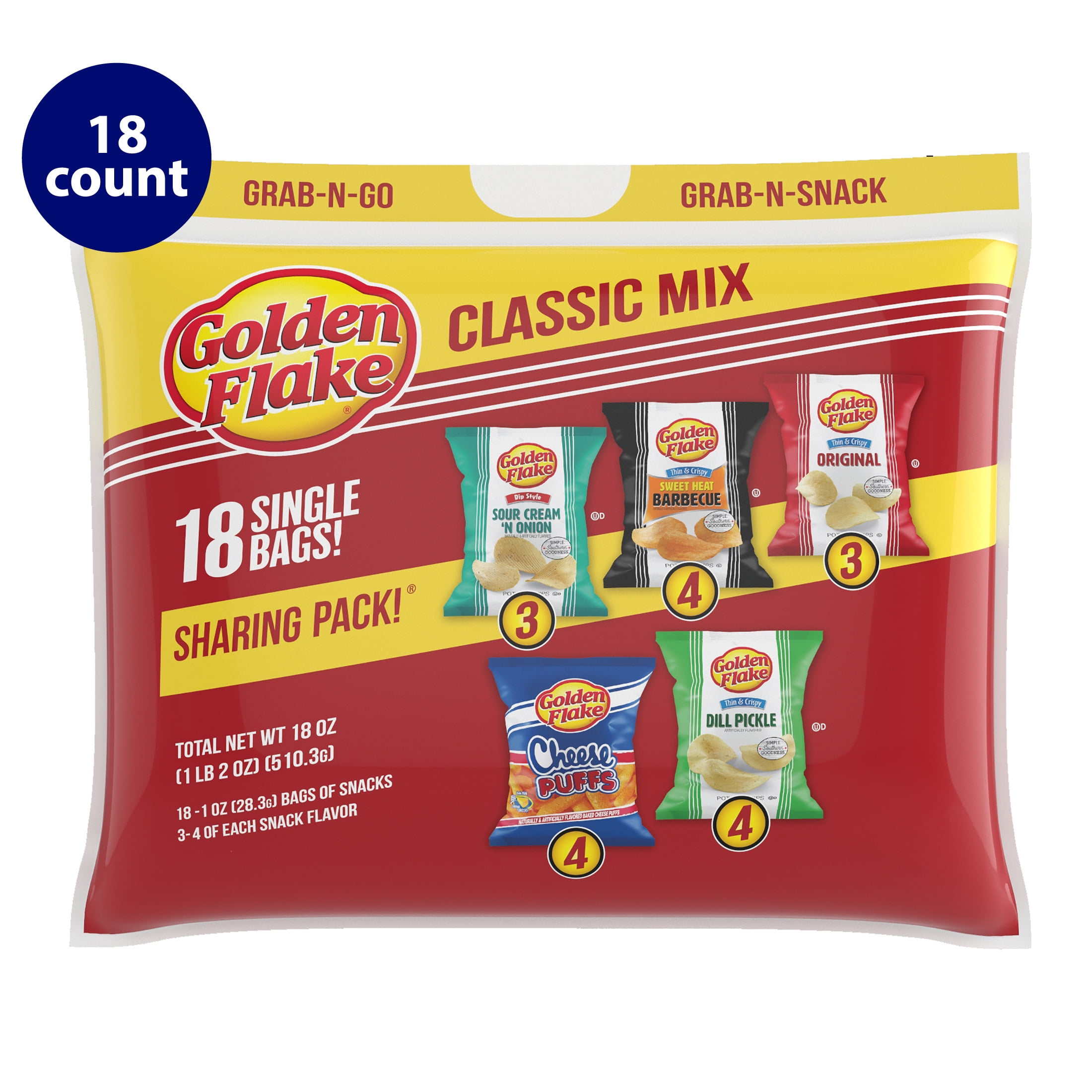 Golden Flake Classic Mix Snack Sack, Variety Pack, 1 oz, 18 Count
