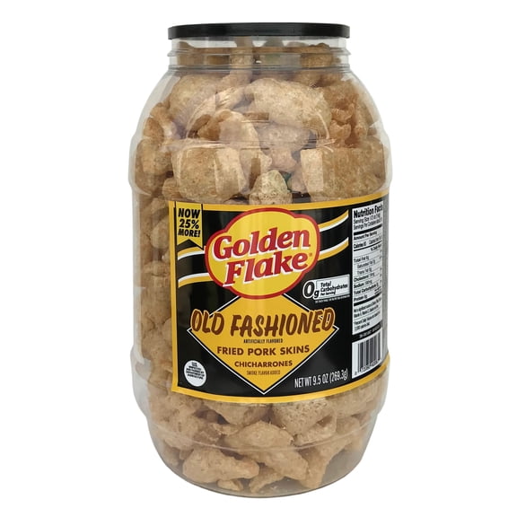 Golden Flake Old Fashioned Fried Pork Skins, 9.5 oz Barrel