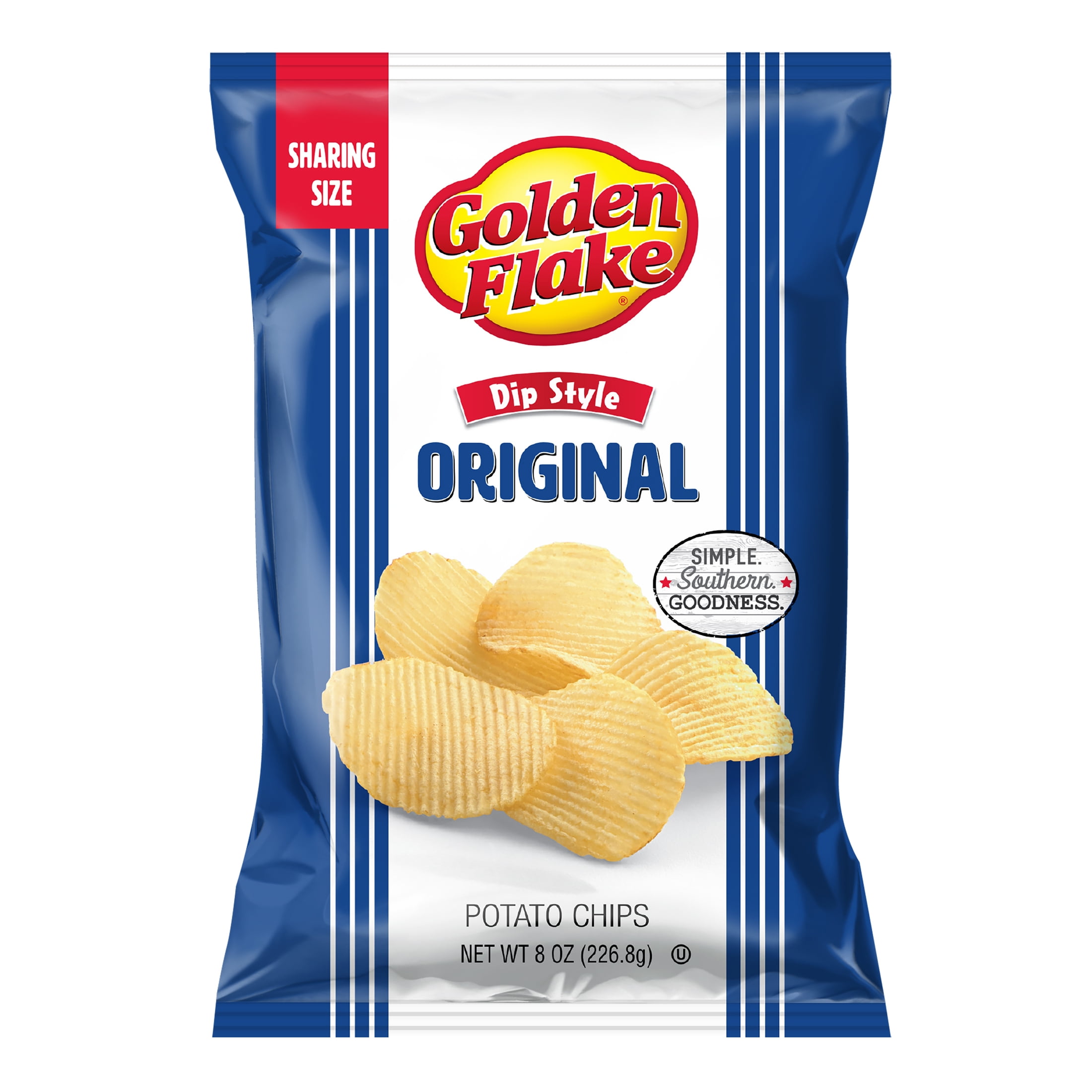 Golden Flake Original Dip Style Potato Chips, GlutenFree, Sharing Size, 8 oz Bag