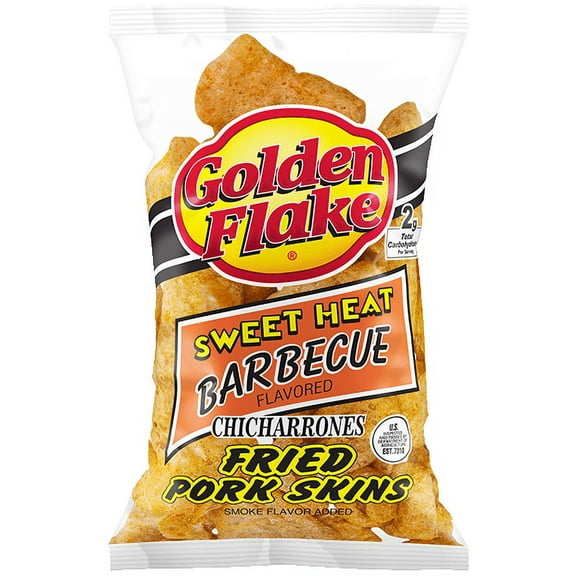 Golden Flake Snack Foods Sweet Heat Barbecue Flavored Fried Pork Skins 3 oz. Bag (3 Bags)