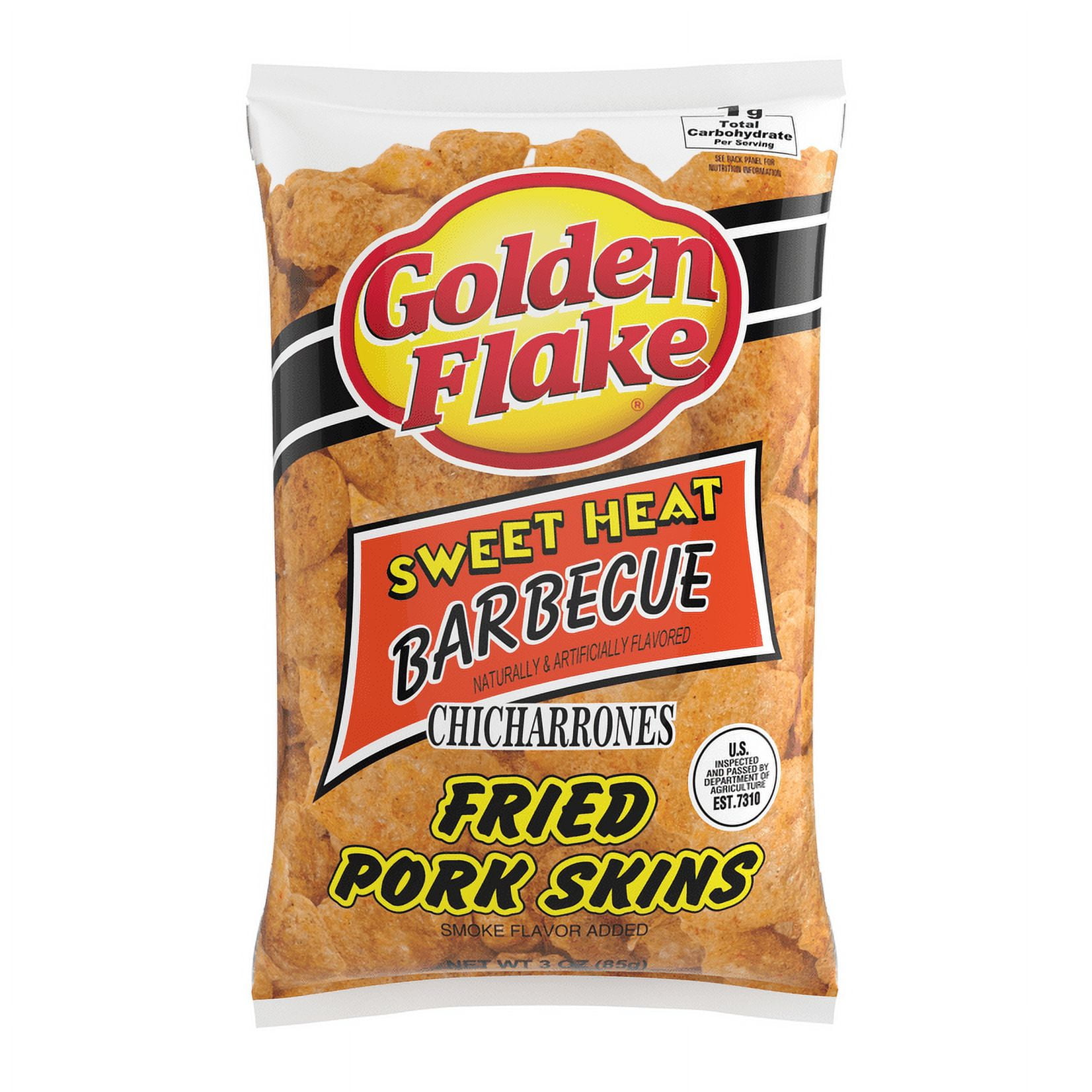 Golden Flake Sweet Heat Barbecue Fried Pork Skins 3 oz