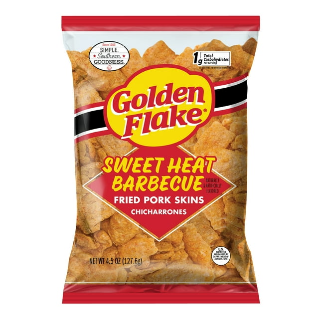 Golden Flake Sweet Heat Barbecue Fried Pork Skins, 4.5 oz Bag