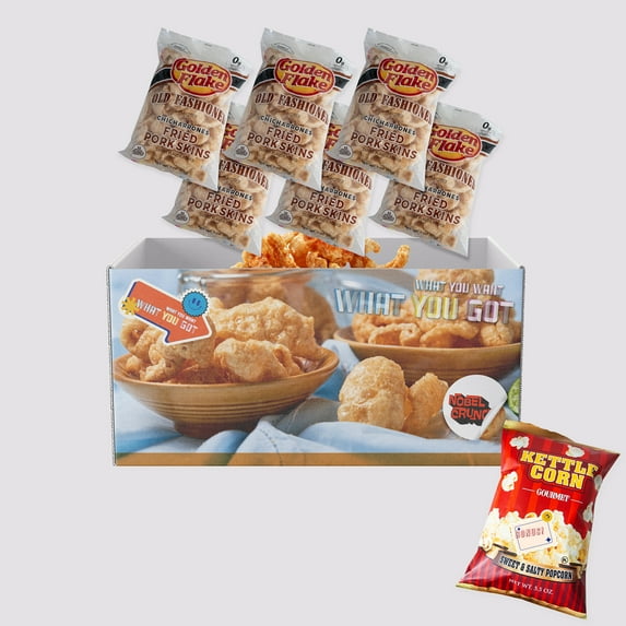Golden Flake Utz Old Fashioned Pork Rinds (6, 3oz bags) - Chicharrones - Sweet and Salty Kettle Popcorn (1, 5.5oz bag) - Bundled by Noblecrunch - 7 Items Total