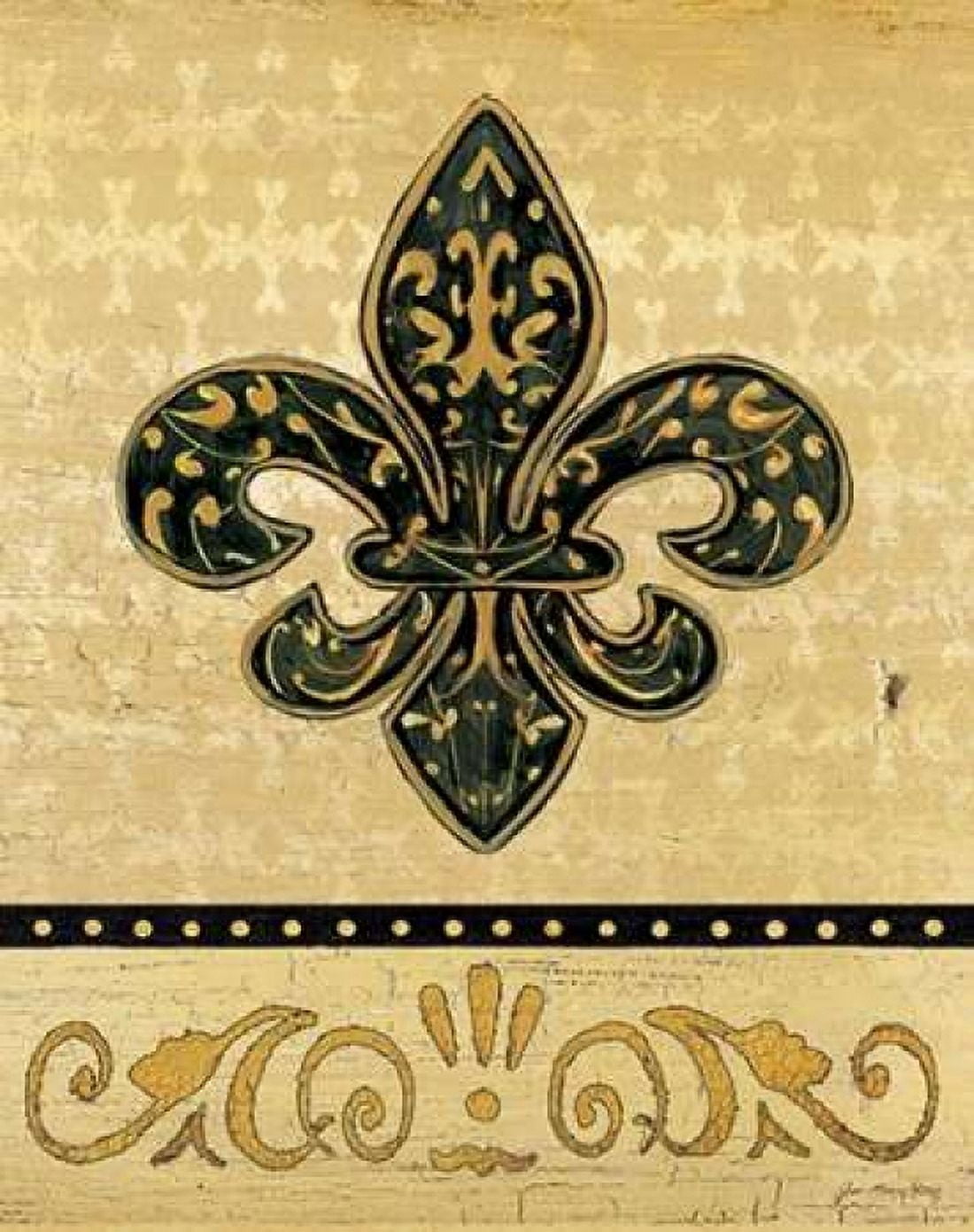 Golden Fleur De Lis Canvas Art - Jo Moulton (24 x 30)