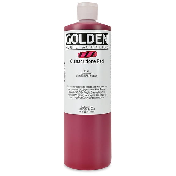 Golden� Fluid Acrylic, 16 oz., Quinacridone Red