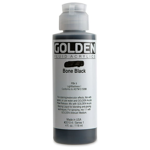 Golden® Fluid Acrylic, 4 oz., Bone Black