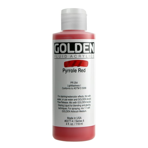 Golden Fluid Acrylic, 4 oz., Pyrrole Red