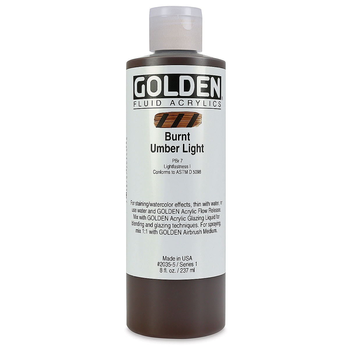 Golden - Fluid Acrylic - 8 oz. Bottle - Burnt Umber Light