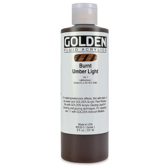 Golden - Fluid Acrylic - 8 oz. Bottle - Burnt Umber Light