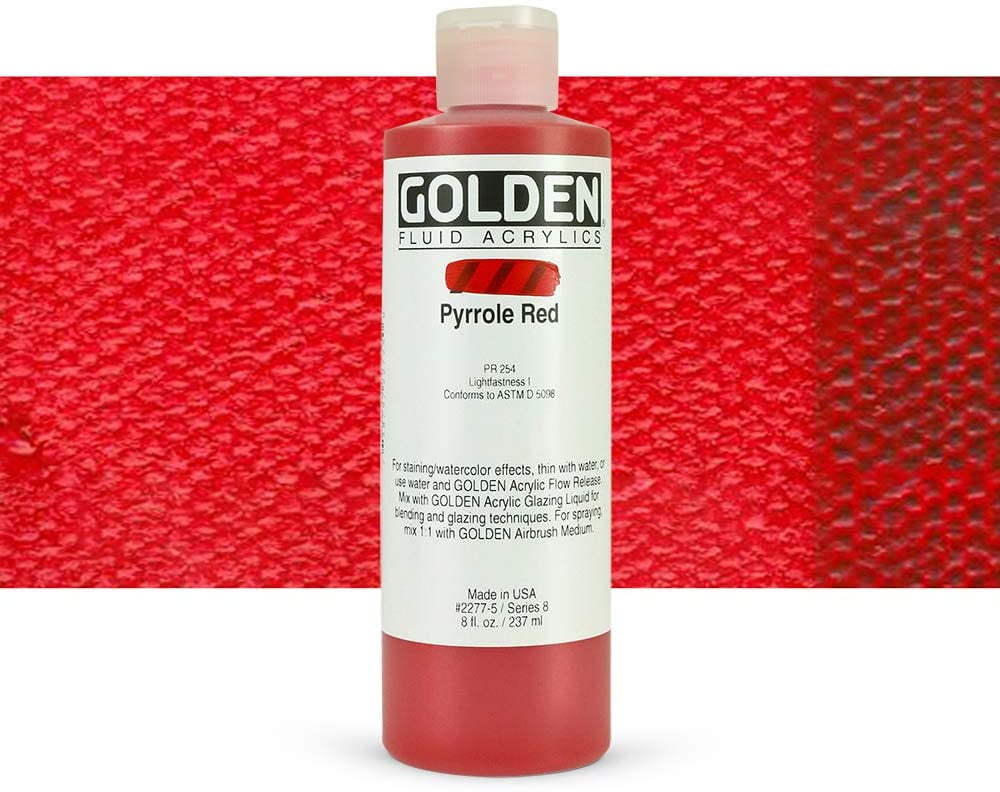 Golden Fluid Acrylic, 8 oz., Pyrrole Red