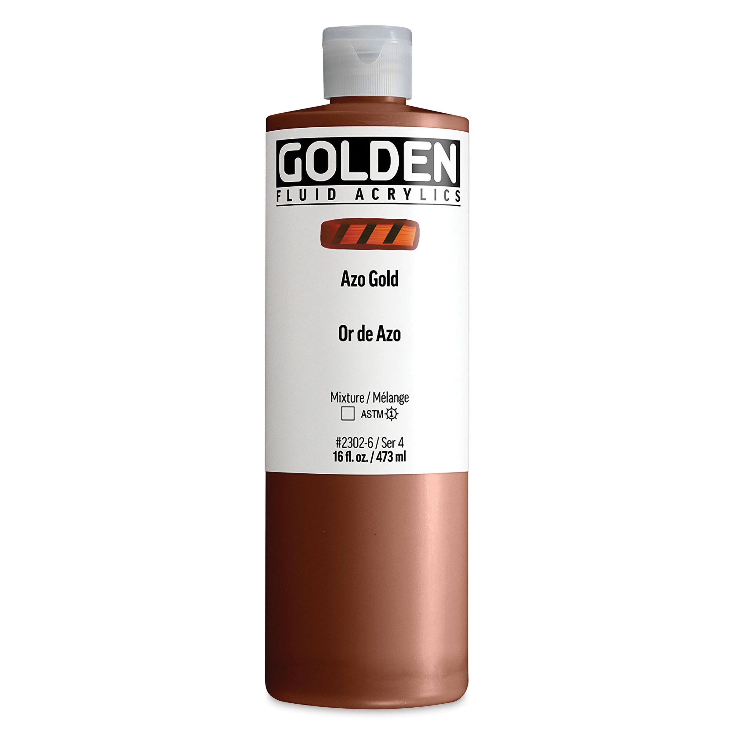 Golden Fluid Acrylic - Azo Gold, 16 oz bottle