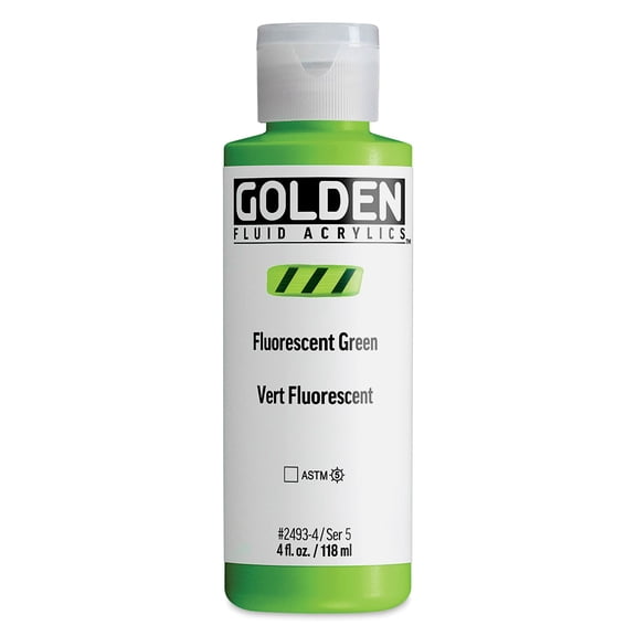 Fluid Acrylics by GOLDEN, Fluorescent Green, 4 fl. oz. Bottle, Professional Acrylic Paint, Transparent