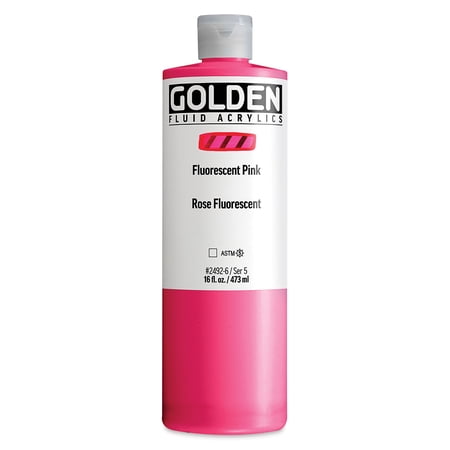 Golden Fluid Acrylic - Fluorescent Pink, 16 oz Bottle
