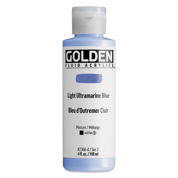 Fluid Acrylics by GOLDEN, Light Ultramarine Blue, 4 fl. oz. Bottle, Professional Acrylic Paint, Opaque