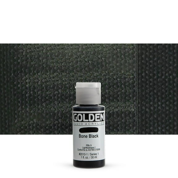 Golden Fluid Acrylic Paint, 1 oz, Bone Black