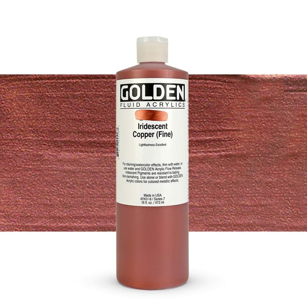 Golden Fluid Acrylic Paint, 16 oz, Iridescent Copper (Fine)