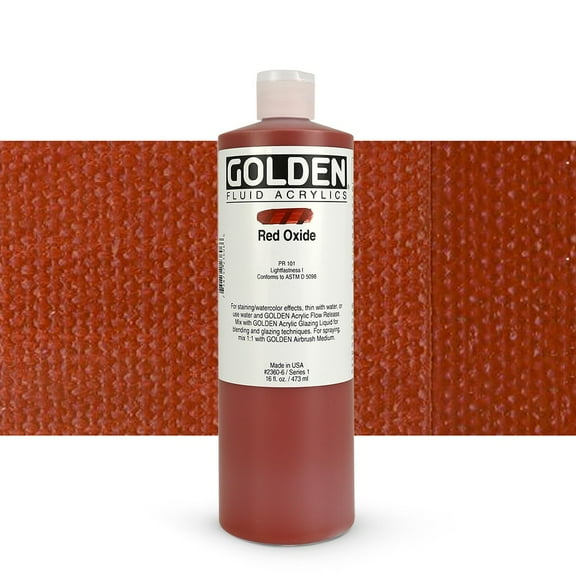 Golden Fluid Acrylic Paint, 16 oz, Red Oxide