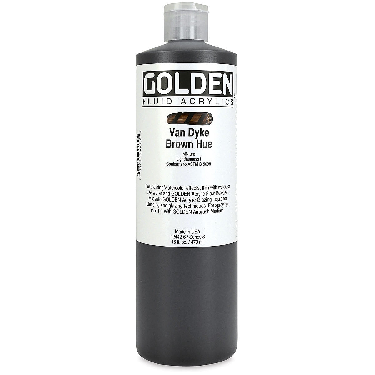 Golden Fluid Acrylic Paint, 16 oz, Van Dyke Brown