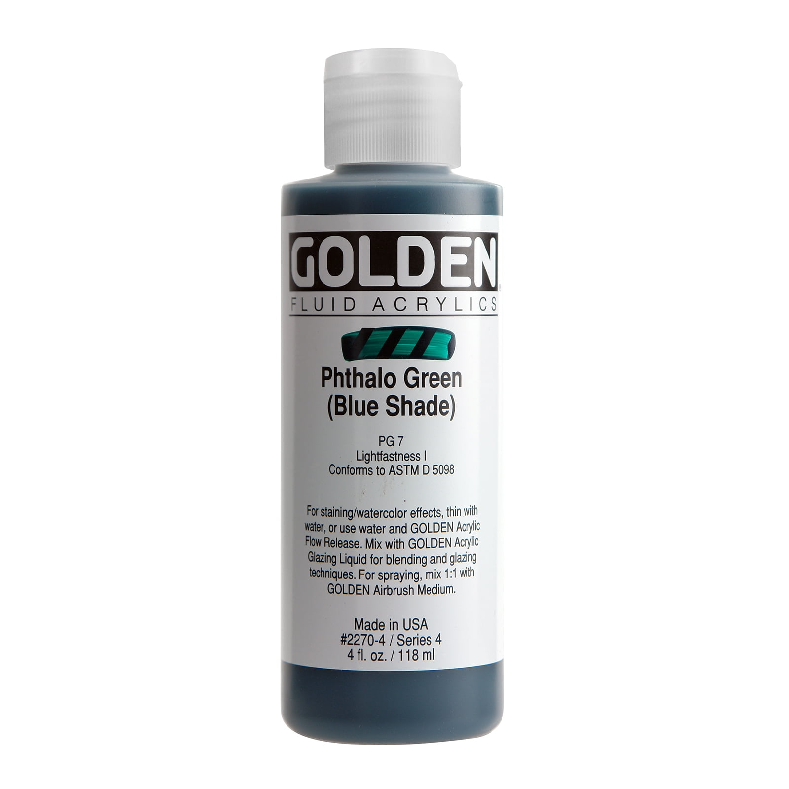 Golden Fluid Acrylic Paint, 4 Oz, Phthalo Green/Blue Shade