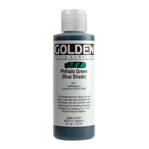 Golden Fluid Acrylic Paint, 4 Oz, Phthalo Green/Blue Shade