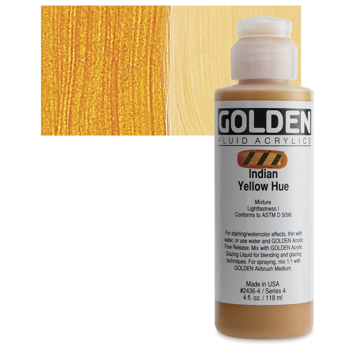 Golden Fluid Acrylic Paint, 4 oz, Indian Yellow Hue