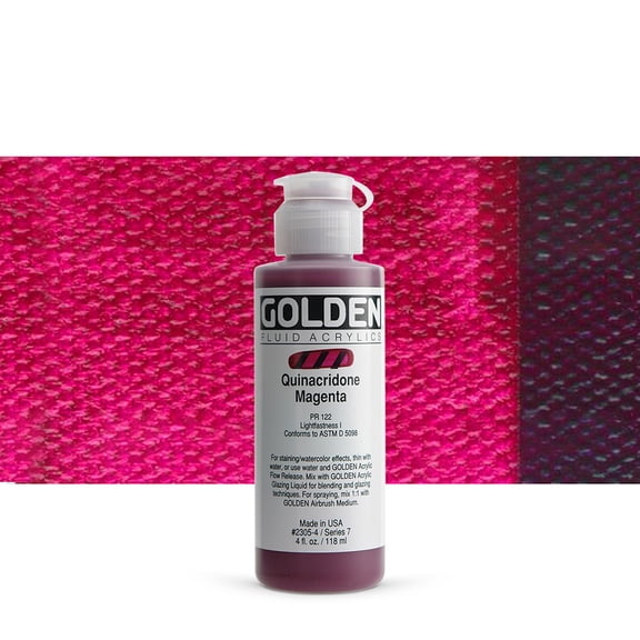 Golden Fluid Acrylic Paint, 4 oz, Quinacridone Magenta