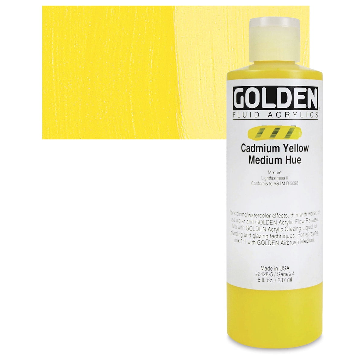 Golden Fluid Acrylic Paint, 8 oz, Cadmium Yellow Medium Hue