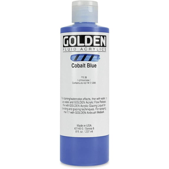 Golden Fluid Acrylic Paint, 8 oz, Cobalt Blue
