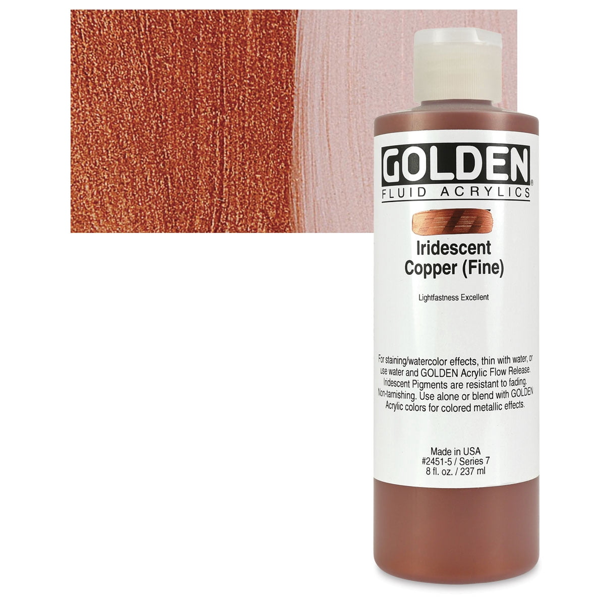 Golden Fluid Acrylics - Iridescent Copper (Fine), 8 oz  bottle