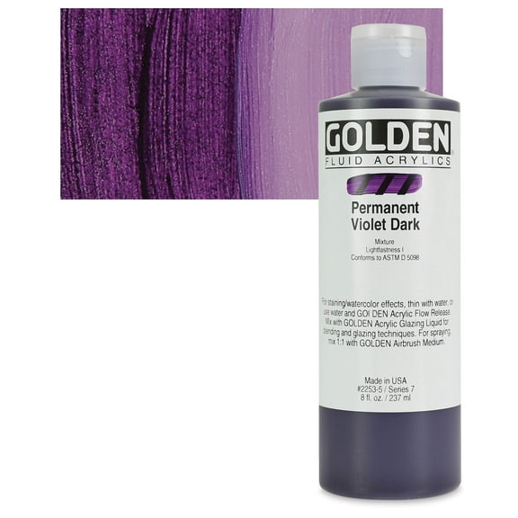 Golden Fluid Acrylic Paint, 8 oz, Permanent Violet Dark