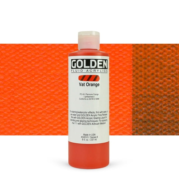 Golden Fluid Acrylic Paint, 8 oz, Vat Orange