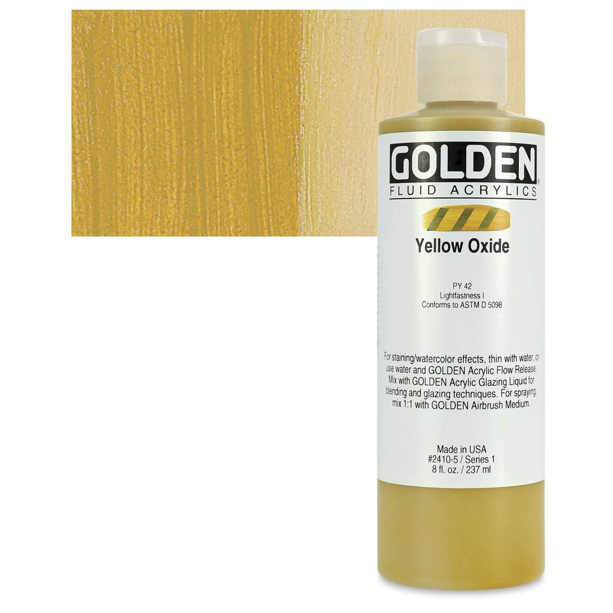 Golden Fluid Acrylic Paint, 8 oz, Yellow Oxide 