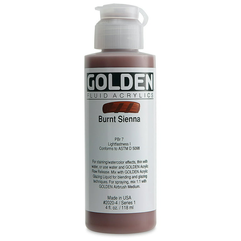 Golden Fluid Acrylic - Burnt Sienna 4 oz.