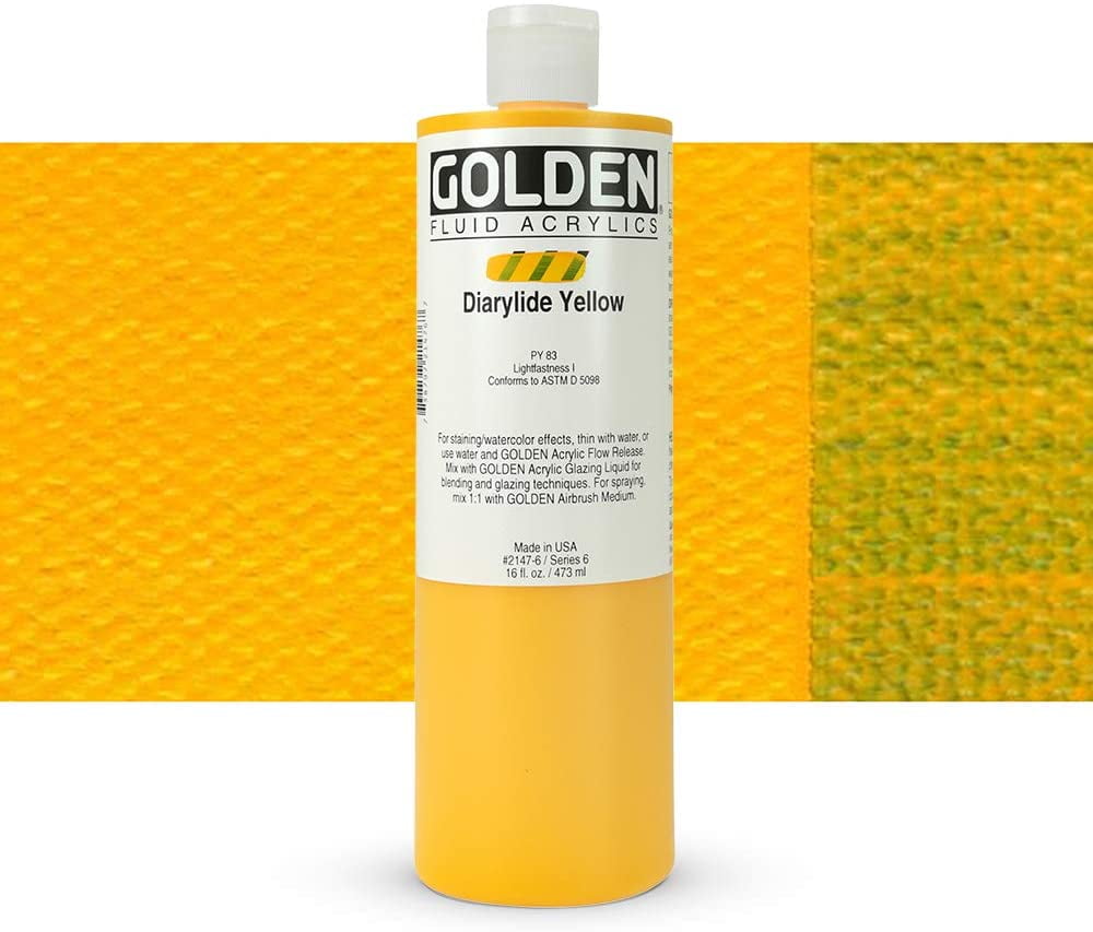 Golden Fluid Acrylic Paint - Diarylide Yellow, 16 oz