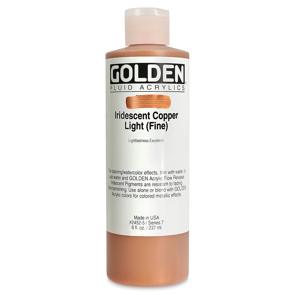 Golden Fluid Acrylic Paint - Iridescent Light Copper (Fine), 8 oz