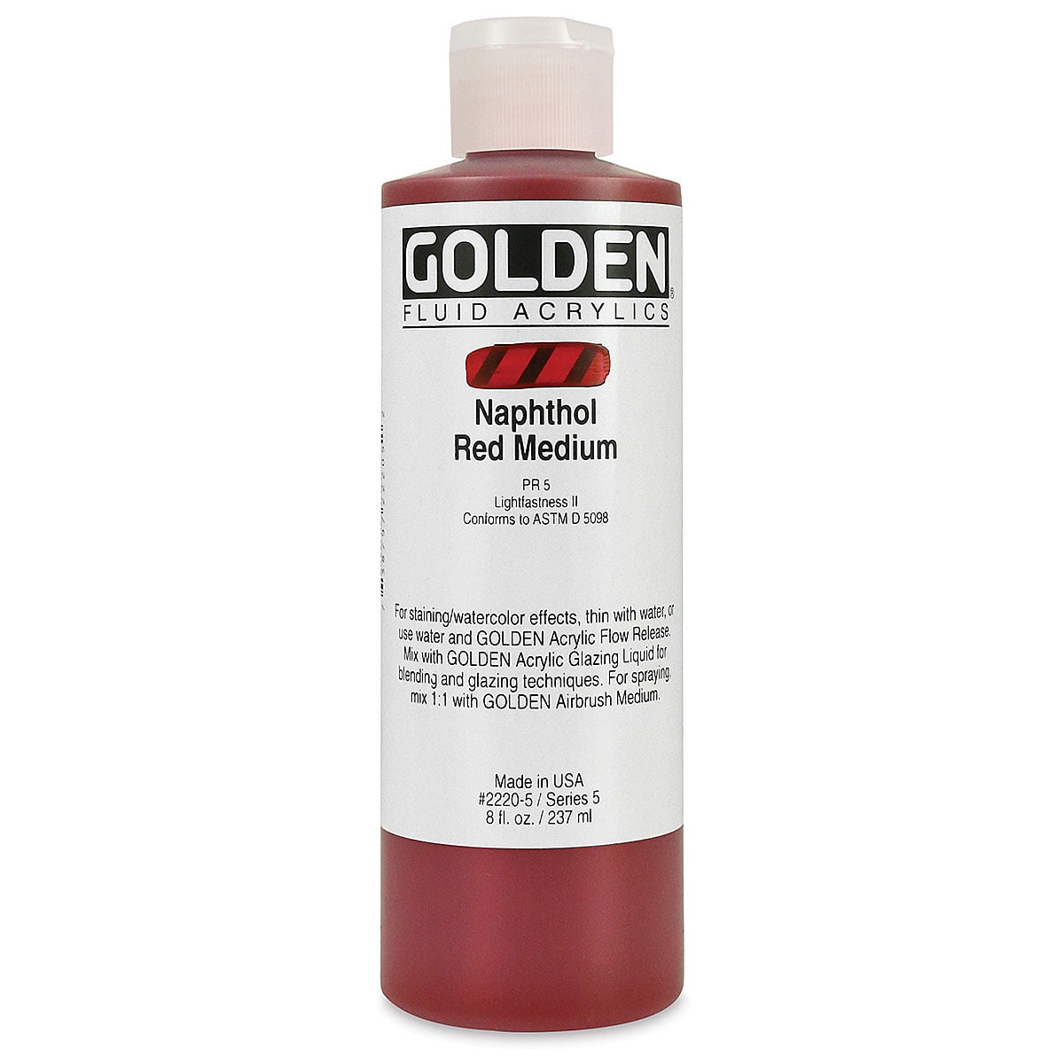 Golden Fluid Acrylic Paint - Naphthol Red Medium, 8 oz
