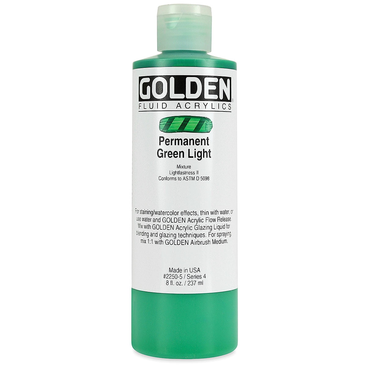 Golden Fluid Acrylic Paint - Permanent Green Light, 8 oz