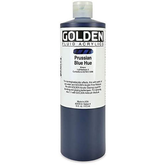 Golden Fluid Acrylic Paint - Prussian Blue Historical Hue, 16 oz