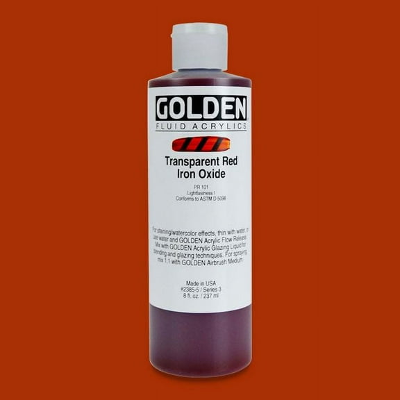 Golden Fluid Acrylic - Transparent Red Iron Oxide, 8 oz