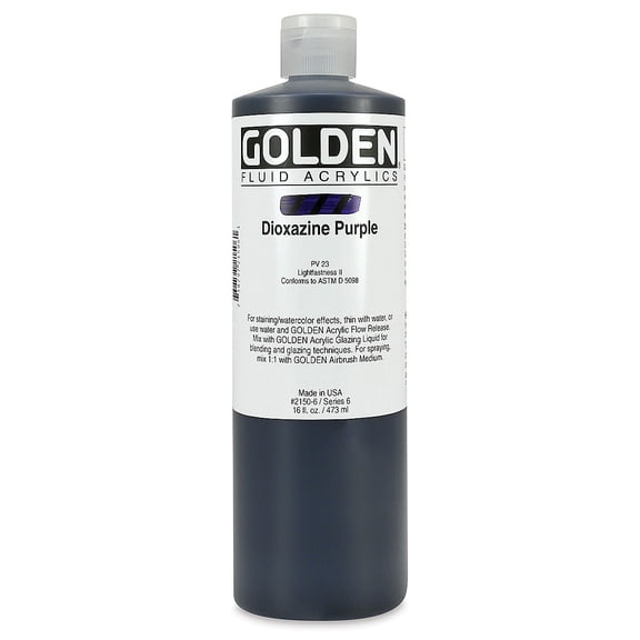 Golden Fluid Acrylics - Dioxazine Purple, 16 oz bottle