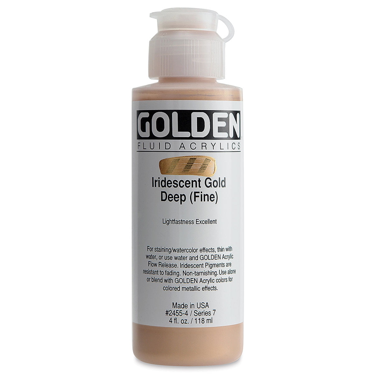Golden Fluid Acrylics Iridescent Gold Deep (Fine), 4 oz bottle
