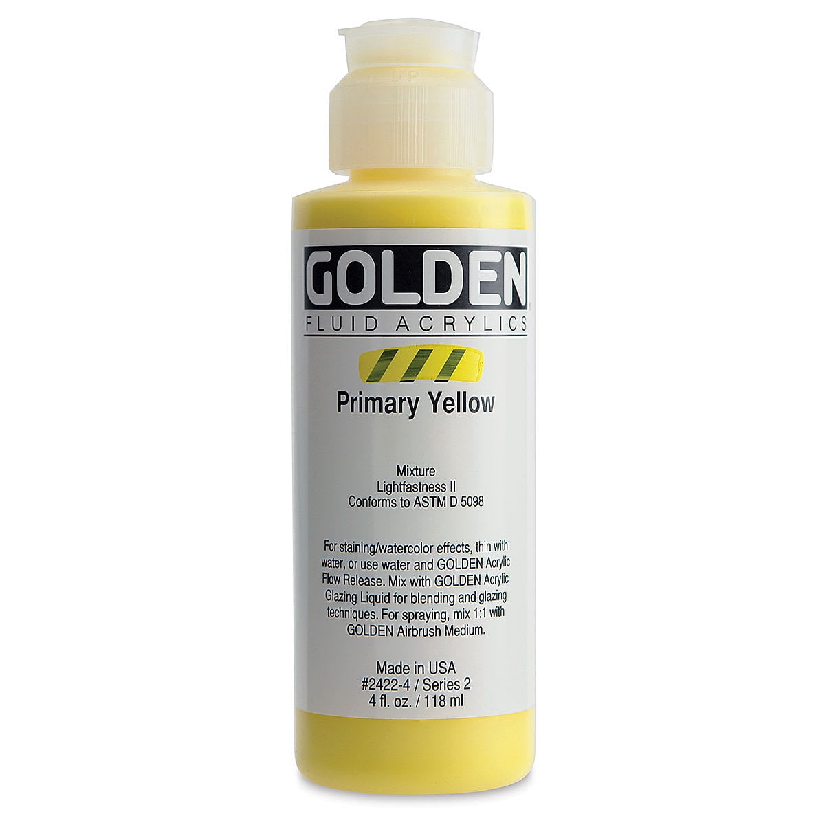 Golden Fluid Acrylics - Primary Yellow - 4 oz Bottle