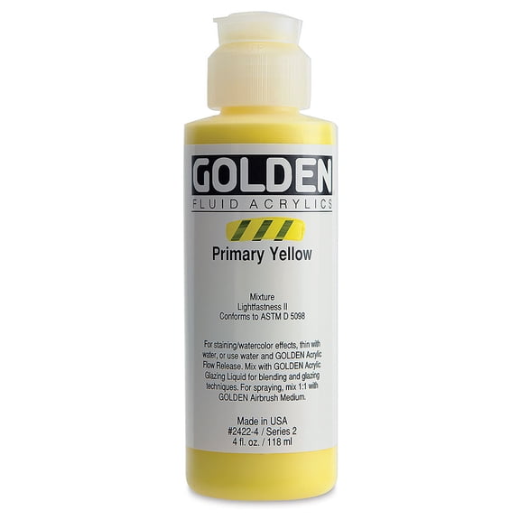 Golden Fluid Acrylics - Primary Yellow - 4 oz Bottle