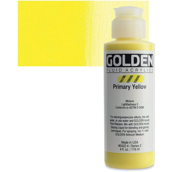 Golden Fluid Acrylics - Primary Yellow - 4 oz Bottle