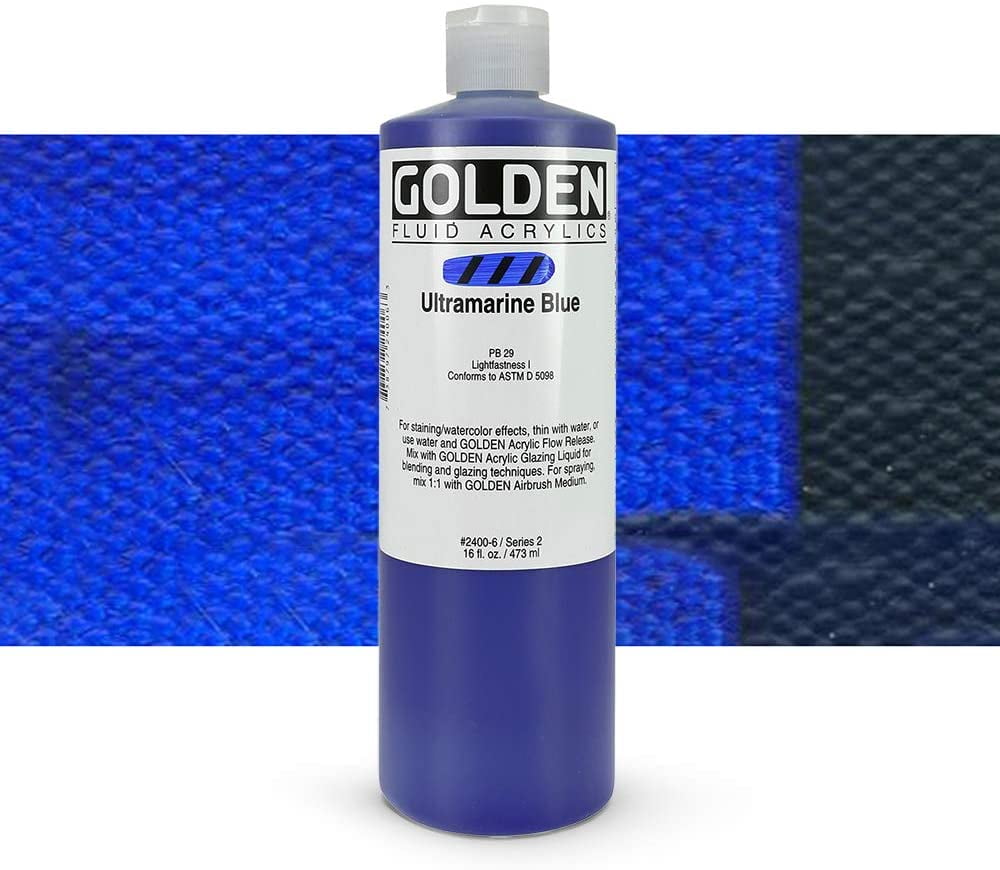Golden Fluid Acrylics - Ultramarine Blue, 16 oz